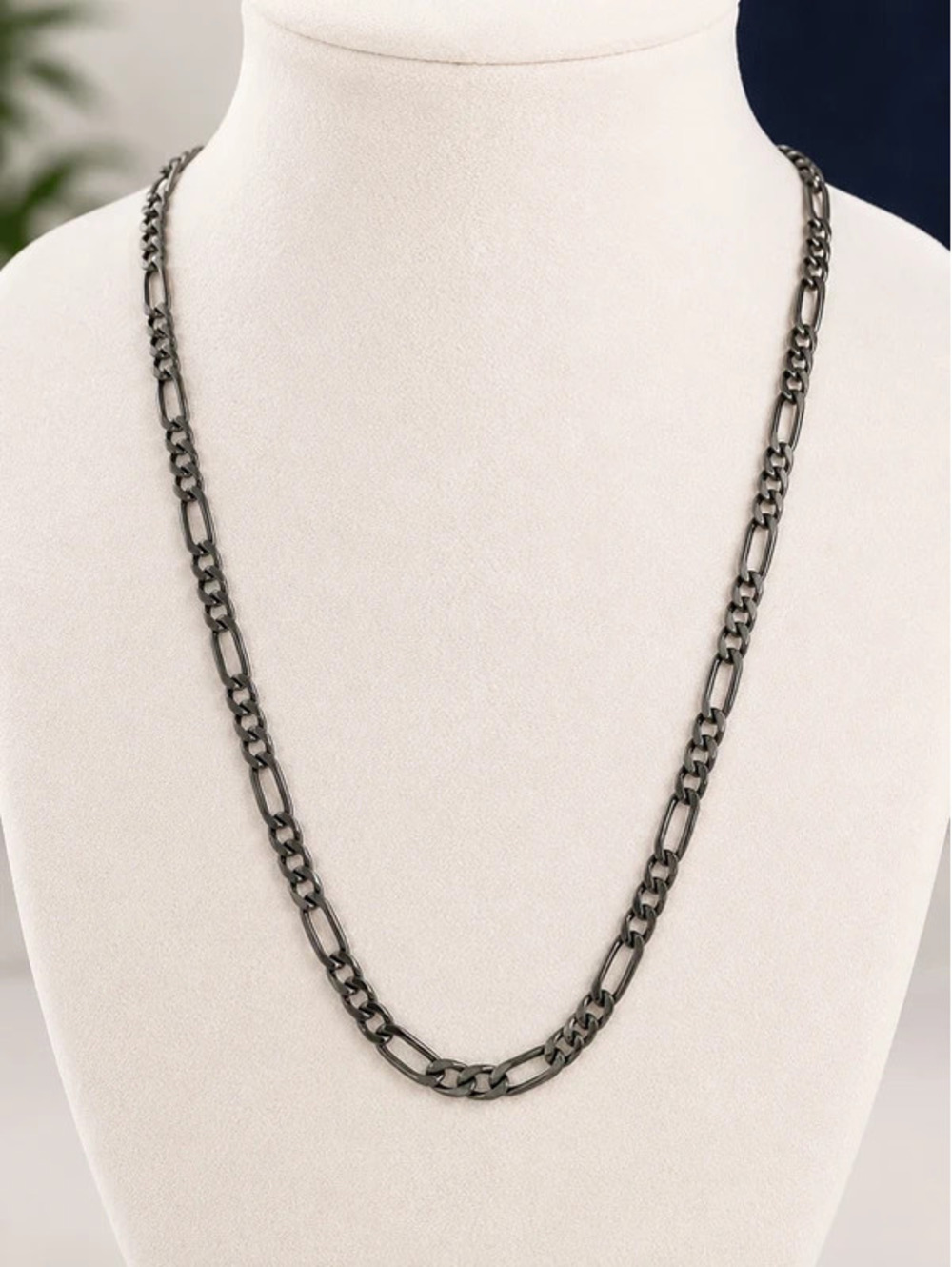 Gunmetal Black Figaro Link Chain Necklace for Men and Women